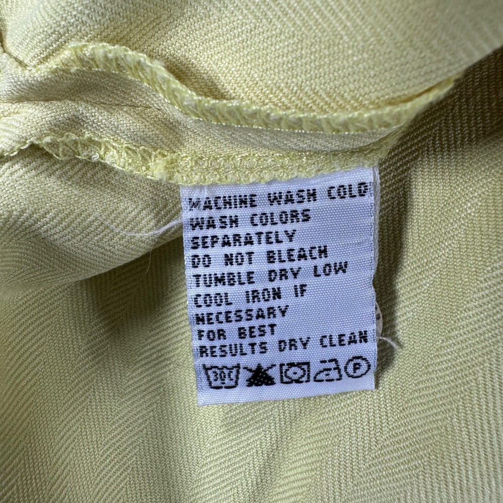Tommy Bahama Button Down Mens XL Extra Large Yellow 100% Silk Herringbone Camp - Picture 14 of 14